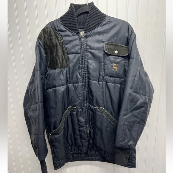 Vintage Bob Allen Mens L Insulated Quilted Leather‎ Shooting Jacket USA - Picture 1 of 9
